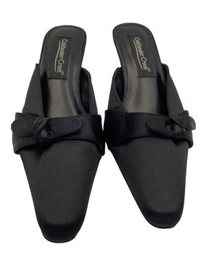 Coldwater Creek Faux Silk Heels Shoes Women Black Size 8.5